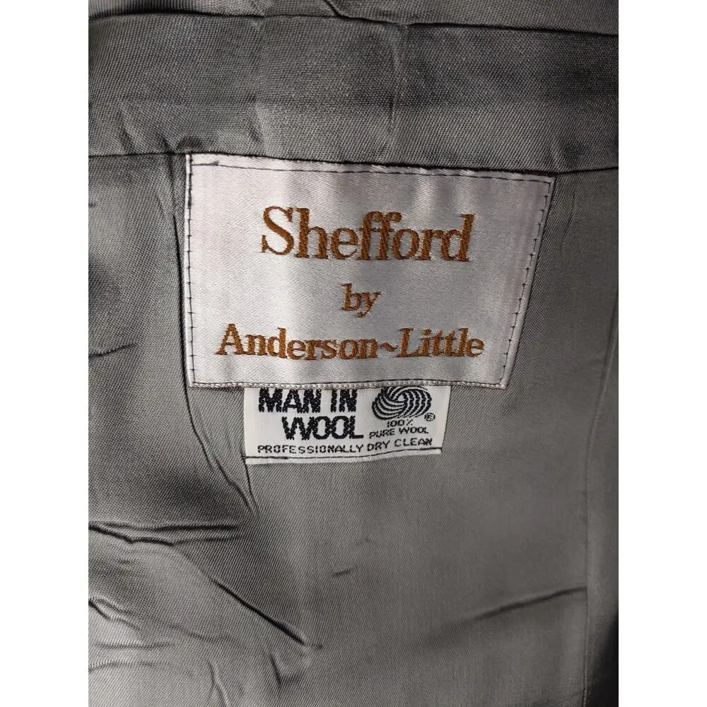 Vintage Shefford Anderson-Little Gray Herringbone Wool Blazer Union Made USA 42R